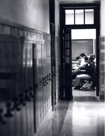Interior of historic classroom in Draper